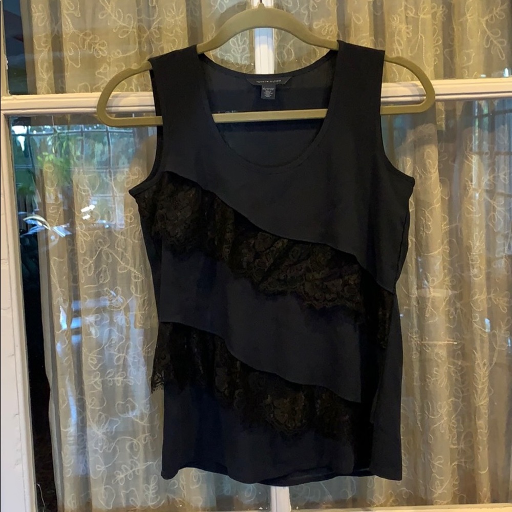 Tommy Hilfiger navy blouse with lace
